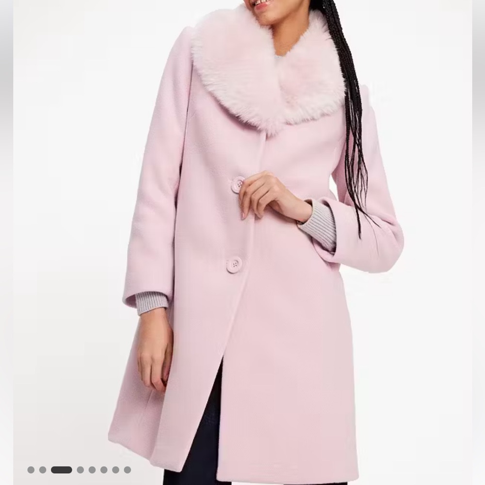 Kate Spade Faux Fur Lapel Wool Coat